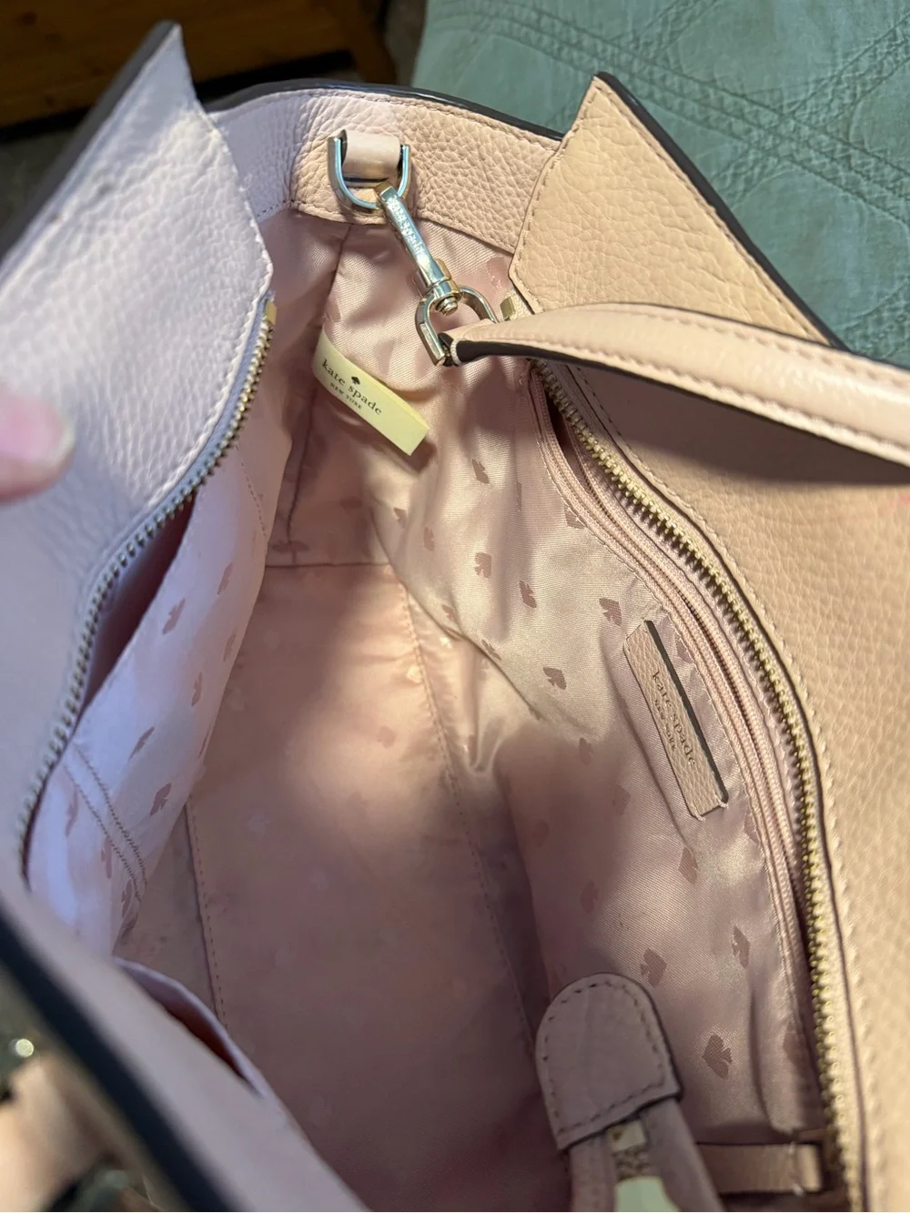 kate spade Pebbled Leather Shoulder Bag in Light Beige/pink nude